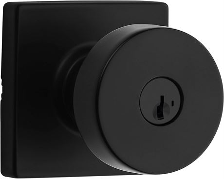 Kwikset 97402-858 Keyed Entry Square Modern Door Knob, Matte Black (Untested)