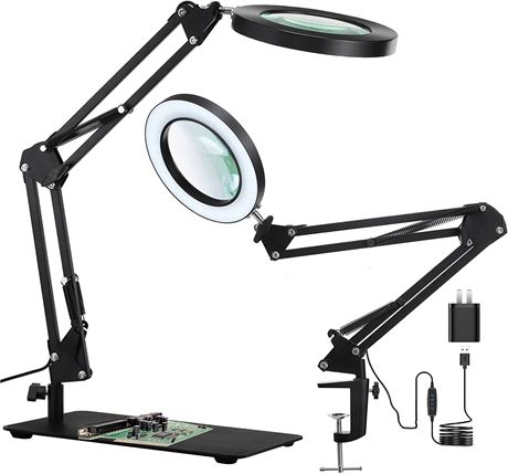 5X Magnifying Glass with Light and Stand, KIRKAS 2-in-1 Stepless Dimmable