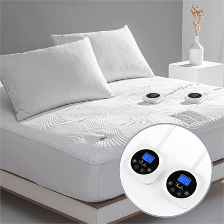 Reaks Electric Zoned Heated Mattress Pad Cover, Queen