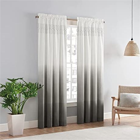 Vue Arashi Modern Boho Window Curtain for Living Room 1 Panel, Grey