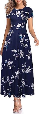 ZABERRY Women's Short Sleeve Casual Summer Flowy Maxi Dress