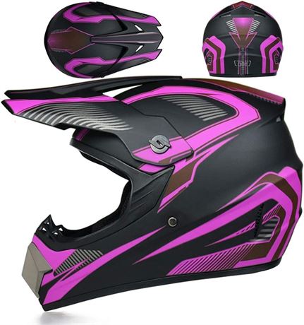 Adult DOT Approved Full Face Motocross Helmet - Purple - Small