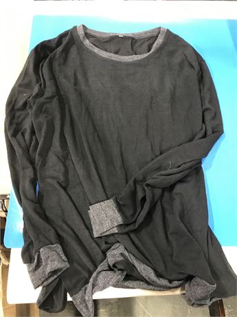 Unbranded Black Crew Neck Sweater with Grey Trim - XXL