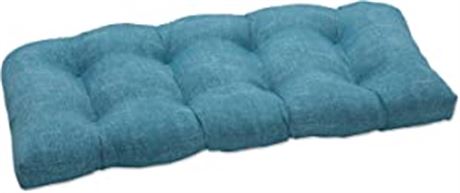 Pillow Perfect Indoor/Outdoor Wicker Patio Sofa/Swing Cushion, 19" x 44", Aqua