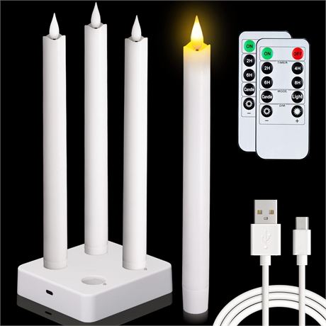 5plots Rechargeable Candles, Real Wax with Remote, set of 4