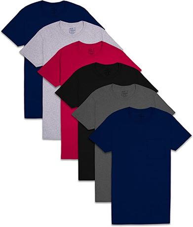 Fruit of the Loom Short Sleeve Pocket T-Shirts - 6 Pk - Large - Assorted Colors