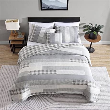 Eddie Bauer King Quilt Set, Fairview Grey, King