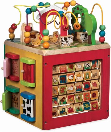 Battat Wooden Activity Cube Discover Farm