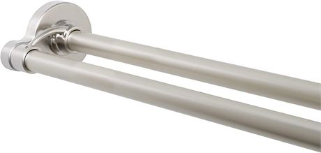 Zenna Home Rustproof Tool-Free Adjustable Double Shower Rod - Nickel