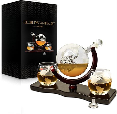 Globe Whiskey Decanter Set