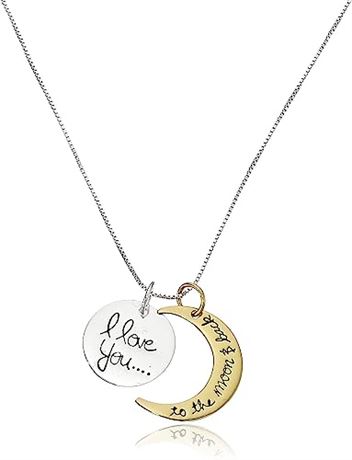 Amazon Collection Sterling Silver I love you to the moon & Back Pendant Necklace