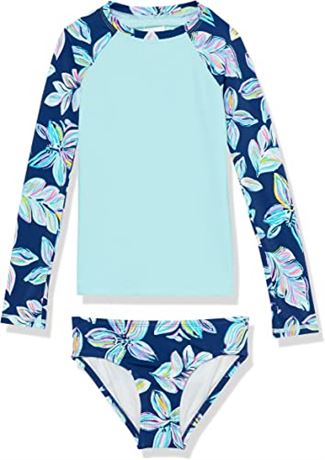 Kanu Surf Girls' Long Sleeve Rashguard UPF 50+ Two Piece, Size 14/16