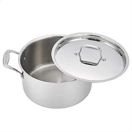 AmazonCommercial Tri-Ply Stainless Steel Stock Pot with Lid, 8 Quart