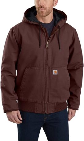 Carhartt Men's Loose Fit Washed Duck Insulated Jacket, XL 16-18, Dark Cedar