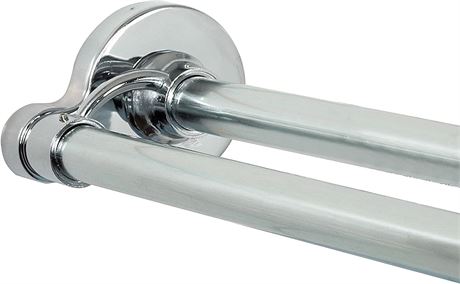 Zenna Home Rustproof Tool-Free Adjustable Double Shower Rod, 44 to 72", Chrome