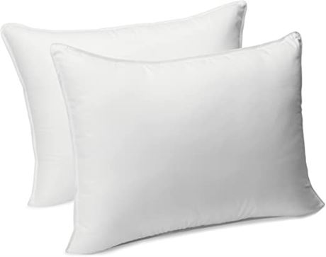 Amazon Basics Down Alternative Pillows, Standard, Pack of 2, White, 26x20