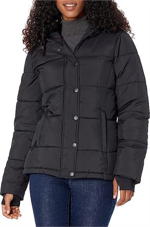 Amazon Essentials Women's Heavyweight Hooded Puffer Coat, Small, Black