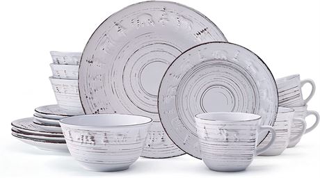 Pfaltzgraff Trellis Lodge 16 Piece Dinnerware Set, Service For 4, White