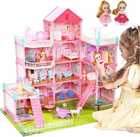 CUTE STONE 11 Rooms Huge Dollhouse