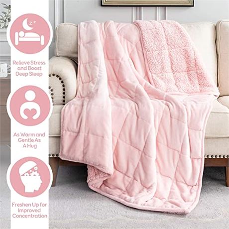 Cottonblue Weighted Blanket, 60x80-Inch, 15lbs, Light Pink