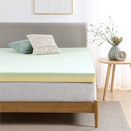 ZINUS 4 Inch Green Tea Memory Foam Mattress Topper