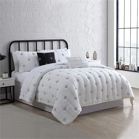 Amrapur Overseas 5-Piece Eve Embroidered Garment Washed Comforter Set Ivory King