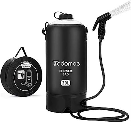 Tadomoe Portable Shower, 5 Gallons/20L Camping Shower Bag