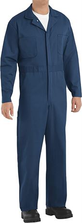 Red Kap Mens Button Front Cotton Coverall - Navy - 36 Reg