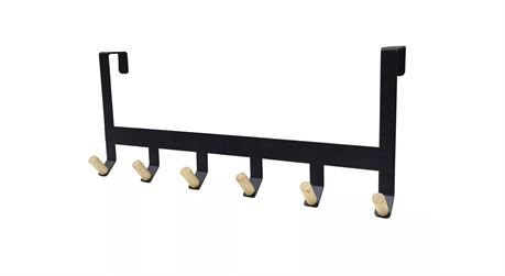 Mixed Material Over the Door 6 Hook Rail Matte Black - Brightroom™ - NEW