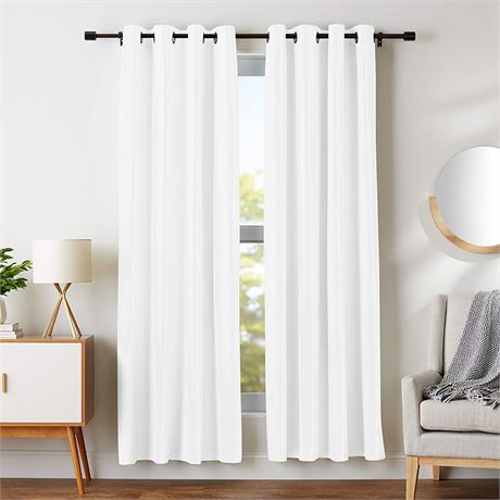 Amazon Basics Room Darkening Curtains, 52 x 84 Inches, 2 Panels, White