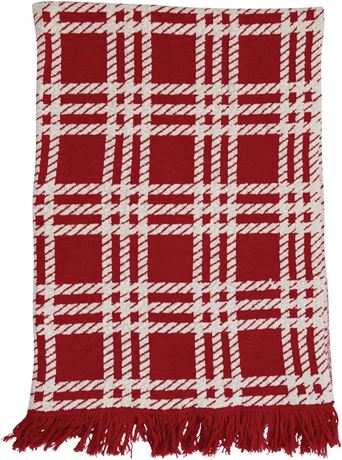 Creative Co-Op 60x50 Knit Plaid Throw with Fringe