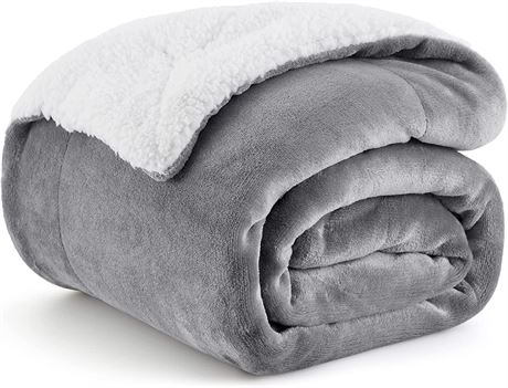 Large Grey Sherpa Lined Blanket Cover