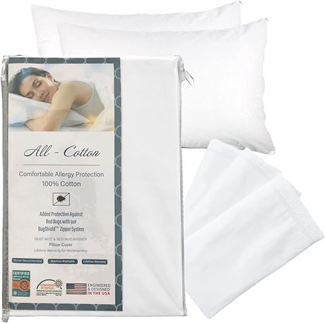 National Allergy Premium 100% Cotton Zippered Pillow Protector