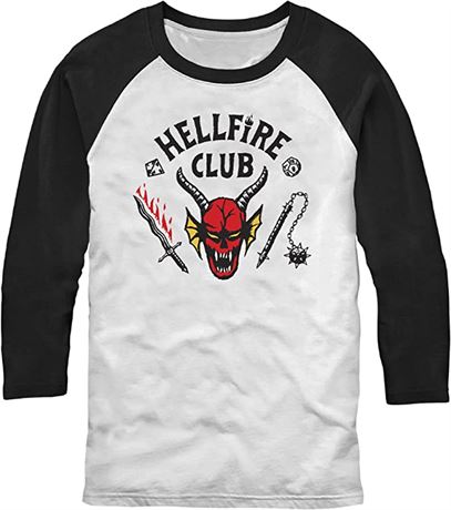 Fifth Sun Men's Standard Hellfire Club 3/4 Sleeve Raglan Tee, Medium