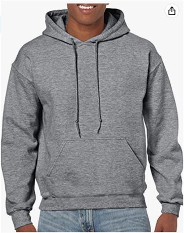 Gildan G185 Heavy Blend Adult Hooded Sweatshirt, Grey, Med