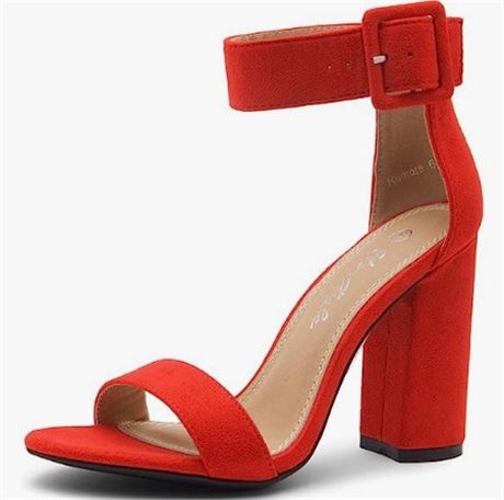 Women's Chunky Heeled Sandal Open Toe Ankle Strap, W8.5