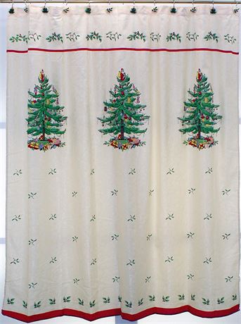 Spode - Fabric Shower Curtain, Holiday Bathroom Decor (Red, 72" x 72")