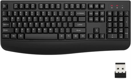 EDJO Wireless Keyboard, 2.4G Ergonomic Full Size Wireless Computer Keyboard