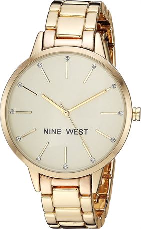 Nine West Women's Crystal Accented Bracelet Watch, Gold