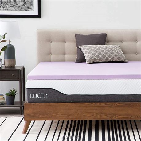 LUCID 3 Inch Lavender Infused Memory Foam Mattress Topper, Size Unknown