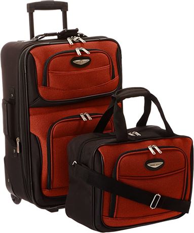 Travel Select Expandable Rolling Upright Luggage, Orange, 2-Piece Set