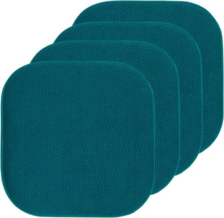 Sweet Home Collection Chair Cushions, 16" x 16" Seat Cover, 4 Pack, Peacock Blue