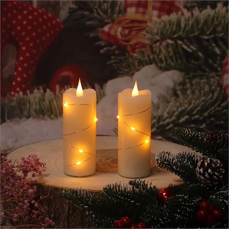 Bovrisy Flameless Candles Flickering with 3D Moving Flames, 2-Set