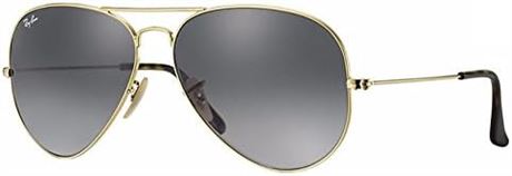 Ray-Ban RB3025 Metal Aviator Sunglasses, Black/Gold