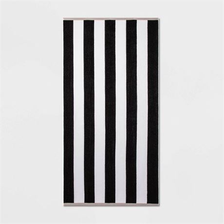 Sun Squad Reversible Cabana Striped Beach Towel 6Ft Long Striped