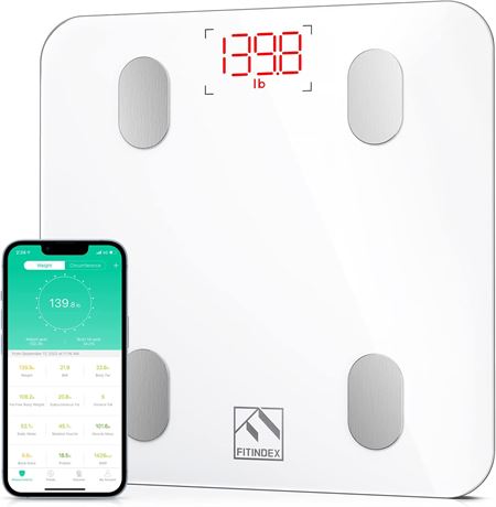 FITINDEX Smart Scale for Body Weight, Digital Bathroom Scale