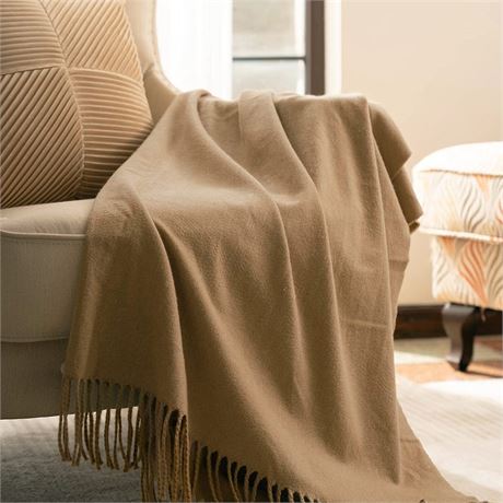 La Jolie Muse Throw Blanket, 50 X 60-Inch, Camel Brown