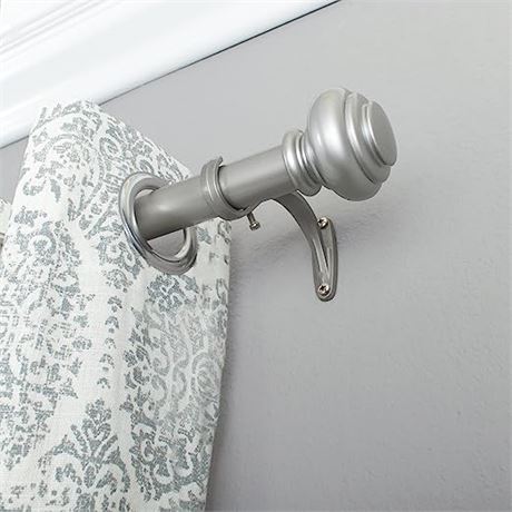 Decopolitan 1-Inch Single Curtain Rod Set, 72 to 144-Inch, Antique Silver