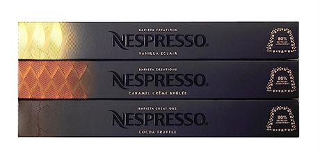 Nepresso Barista Creations, 30-Pack, Vanilla, Caramel, Hazelino