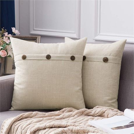 Miulee Burlap Pillow Covers, 2-Set, 20x20, Beige